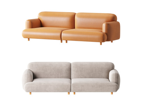 Modern Faux Leather Sofa-2 3D Model