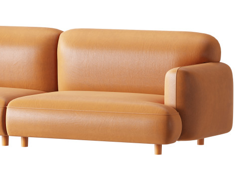 Modern Faux Leather Sofa-2 3D Model