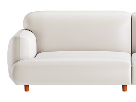Modern Faux Leather Sofa-2 3D Model