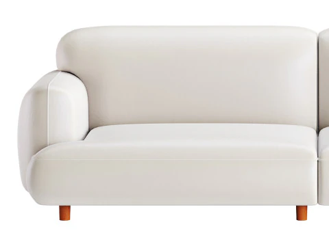 Modern Faux Leather Sofa-2 3D Model