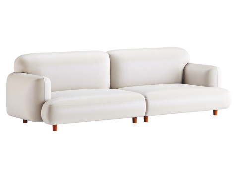 Modern Faux Leather Sofa-2 3D Model