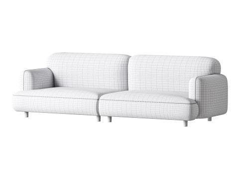 Modern Faux Leather Sofa-2 3D Model