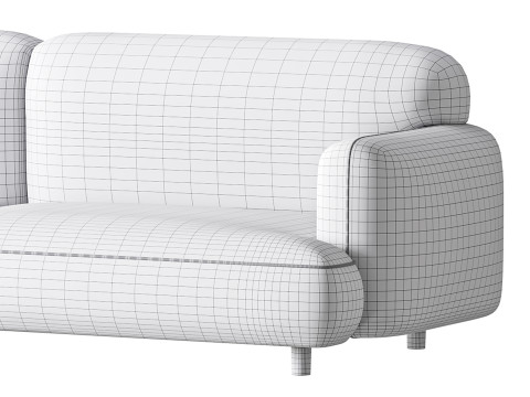 Modern Faux Leather Sofa-2 3D Model