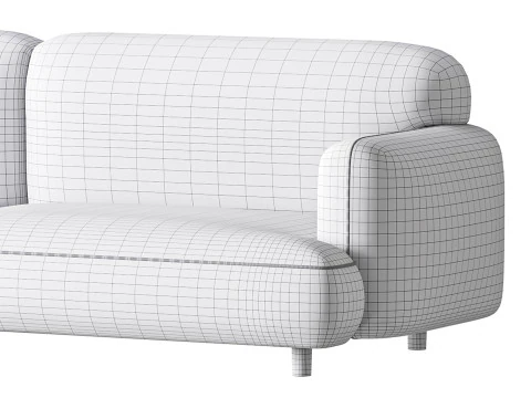 Modern Faux Leather Sofa-2 3D Model