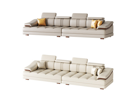 Modern Genuine Leather Sofa 3D Model