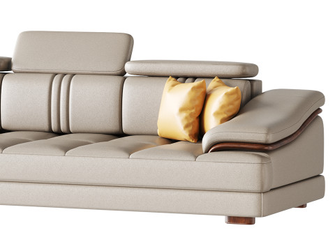 Modern Genuine Leather Sofa 3D 模型