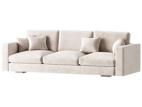 Modern Square Arm Fabric Sofa 3D मॉडल