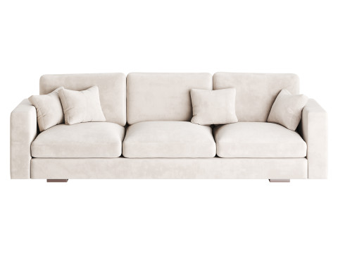 Modern Square Arm Fabric Sofa 3D मॉडल
