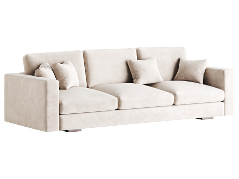 Modern Square Arm Fabric Sofa 3D मॉडल