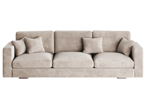 Modern Square Arm Fabric Sofa 3D मॉडल