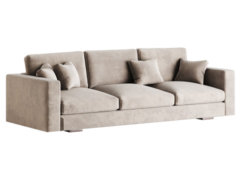 Modern Square Arm Fabric Sofa 3D मॉडल
