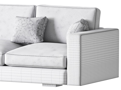 Modern Square Arm Fabric Sofa 3D मॉडल