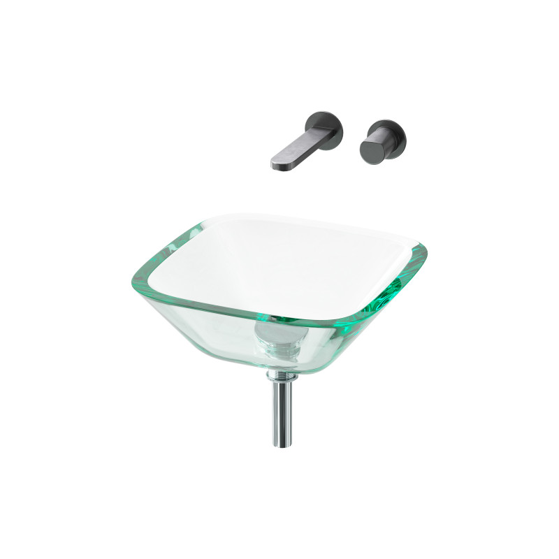 Square Glass Bathroom Vessel Sink with Drain Mini Bath Bowl 3D Model .c4d .max .obj .3ds .fbx .stl .blend 