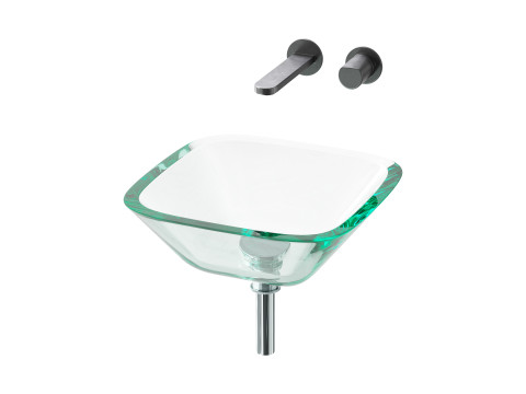 Square Glass Bathroom Vessel Sink with Drain Mini Bath Bowl 3D Модель