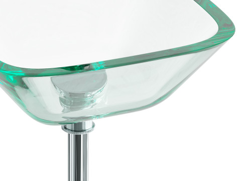 Square Glass Bathroom Vessel Sink with Drain Mini Bath Bowl 3D Model