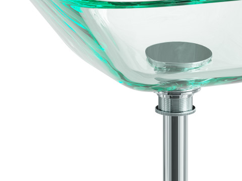 Square Glass Bathroom Vessel Sink with Drain Mini Bath Bowl 3D Model