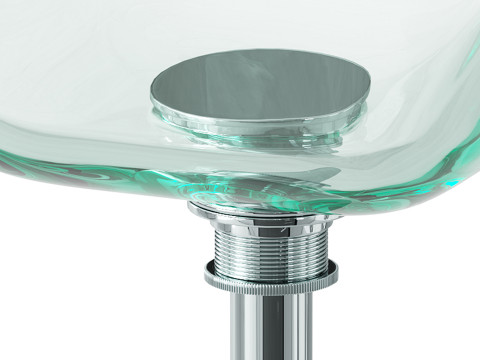 Square Glass Bathroom Vessel Sink with Drain Mini Bath Bowl 3D Model