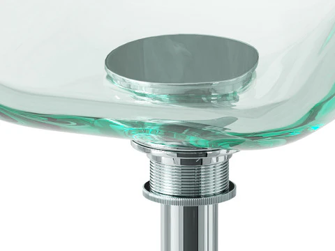 Square Glass Bathroom Vessel Sink with Drain Mini Bath Bowl 3D Model