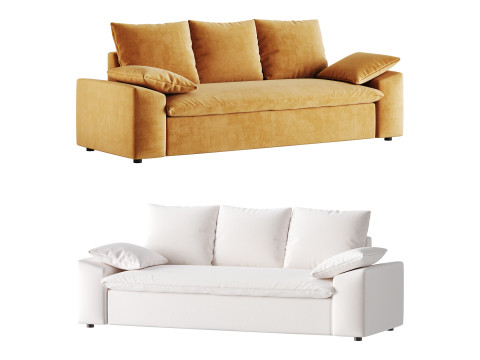 WHITE PERFORMANCE LINEN SLEEPER SOFA 3D Model