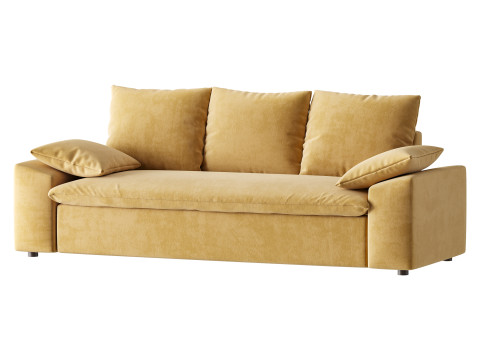 WHITE PERFORMANCE LINEN SLEEPER SOFA 3D Model