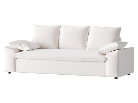 WHITE PERFORMANCE LINEN SLEEPER SOFA 3D Model