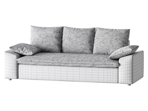 WHITE PERFORMANCE LINEN SLEEPER SOFA 3D Model