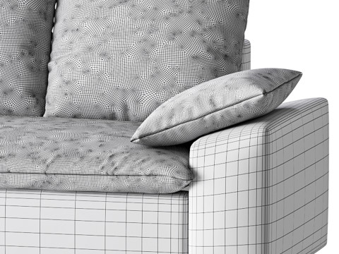 WHITE PERFORMANCE LINEN SLEEPER SOFA 3D Model
