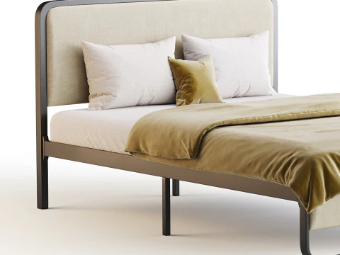 Allewie Queen Size Metal Platform Bed 3D Model
