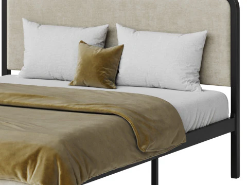Allewie Queen Size Metal Platform Bed 3D Model