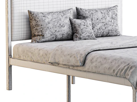 Allewie Queen Size Metal Platform Bed 3D Model
