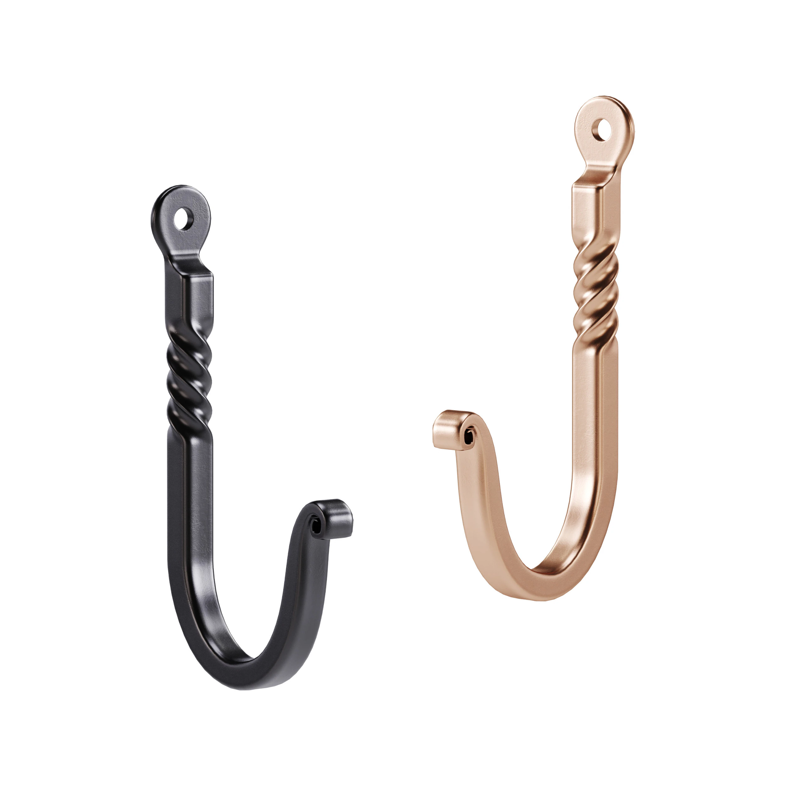 Black Wrought Iron Wall Mount Hooks 3D Model .c4d .max .obj .3ds .fbx .stl .blend