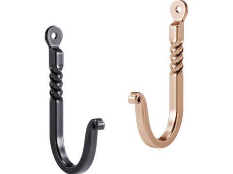 Black Wrought Iron Wall Mount Hooks 3D Model