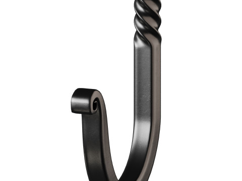 Black Wrought Iron Wall Mount Hooks Modelo 3D