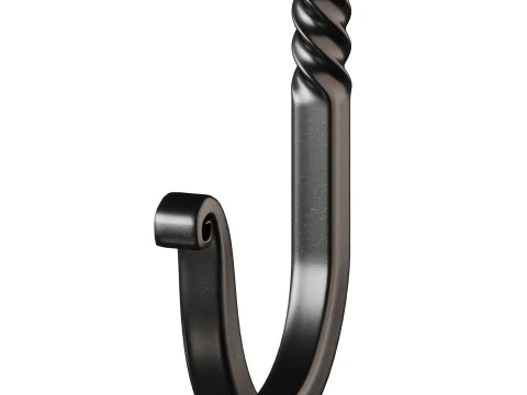 Black Wrought Iron Wall Mount Hooks 3D Model