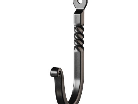 Black Wrought Iron Wall Mount Hooks Modelo 3D