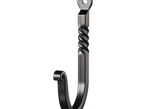 Black Wrought Iron Wall Mount Hooks 3D Model