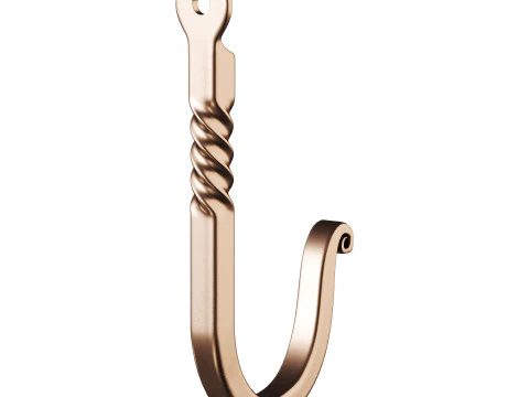 Black Wrought Iron Wall Mount Hooks 3D Model
