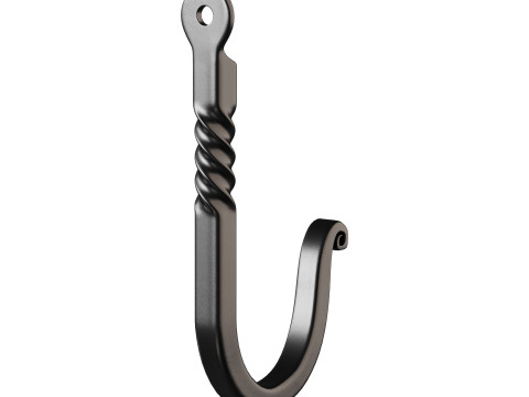 Black Wrought Iron Wall Mount Hooks Modelo 3D