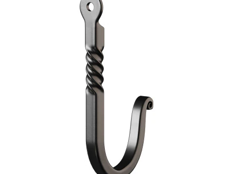 Black Wrought Iron Wall Mount Hooks 3D Model