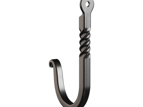Black Wrought Iron Wall Mount Hooks 3D Model