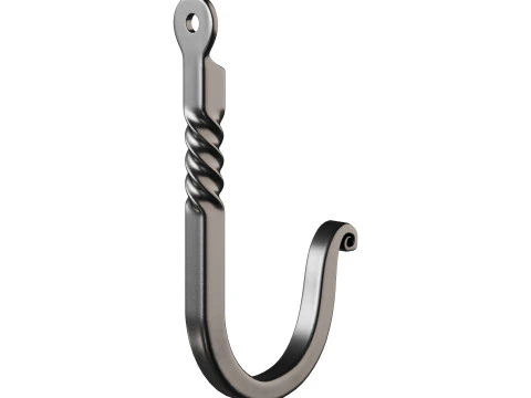 Black Wrought Iron Wall Mount Hooks 3D Model