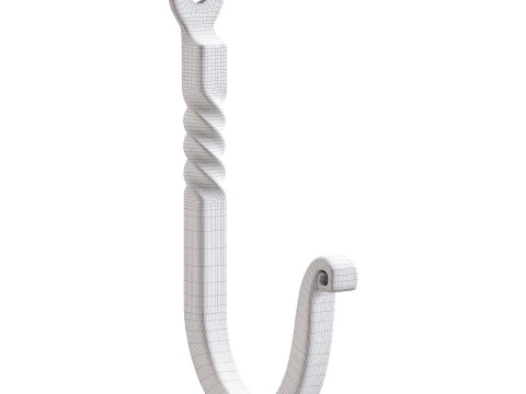 Black Wrought Iron Wall Mount Hooks 3D Model