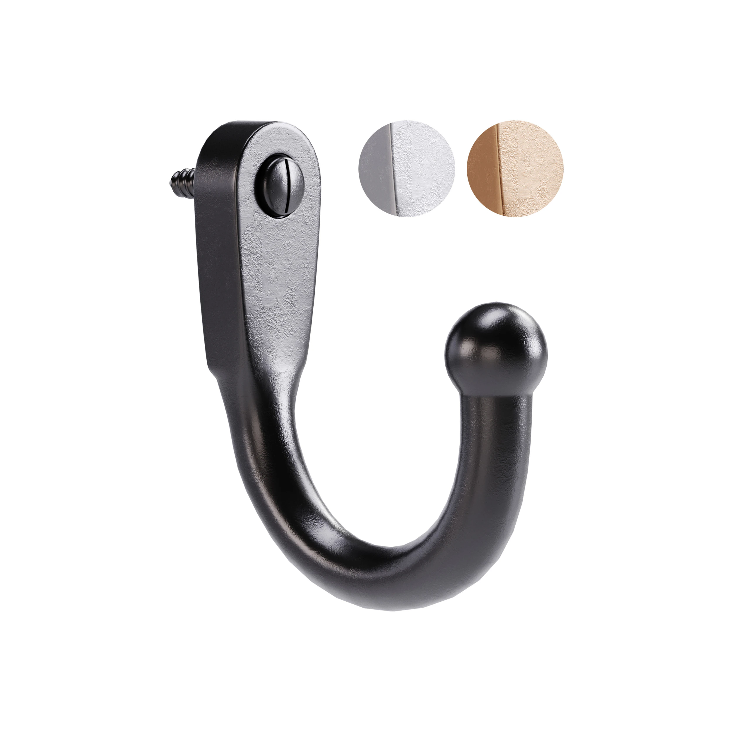 Black Wall Mount Coat Hook 3D Model .c4d .max .obj .3ds .fbx .stl .blend 