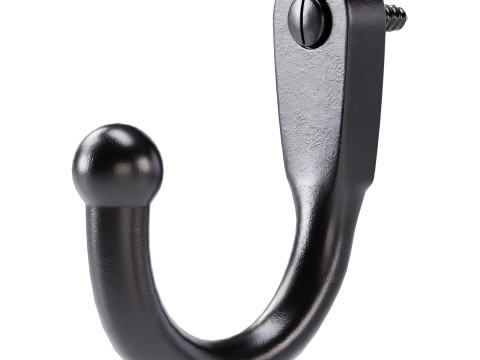 Black Wall Mount Coat Hook 3D 모델