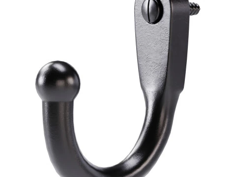 Black Wall Mount Coat Hook 3D Model