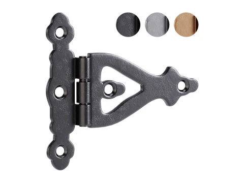 Dobradi&ccedil;as de porta em ferro forjado preto Modelo 3D