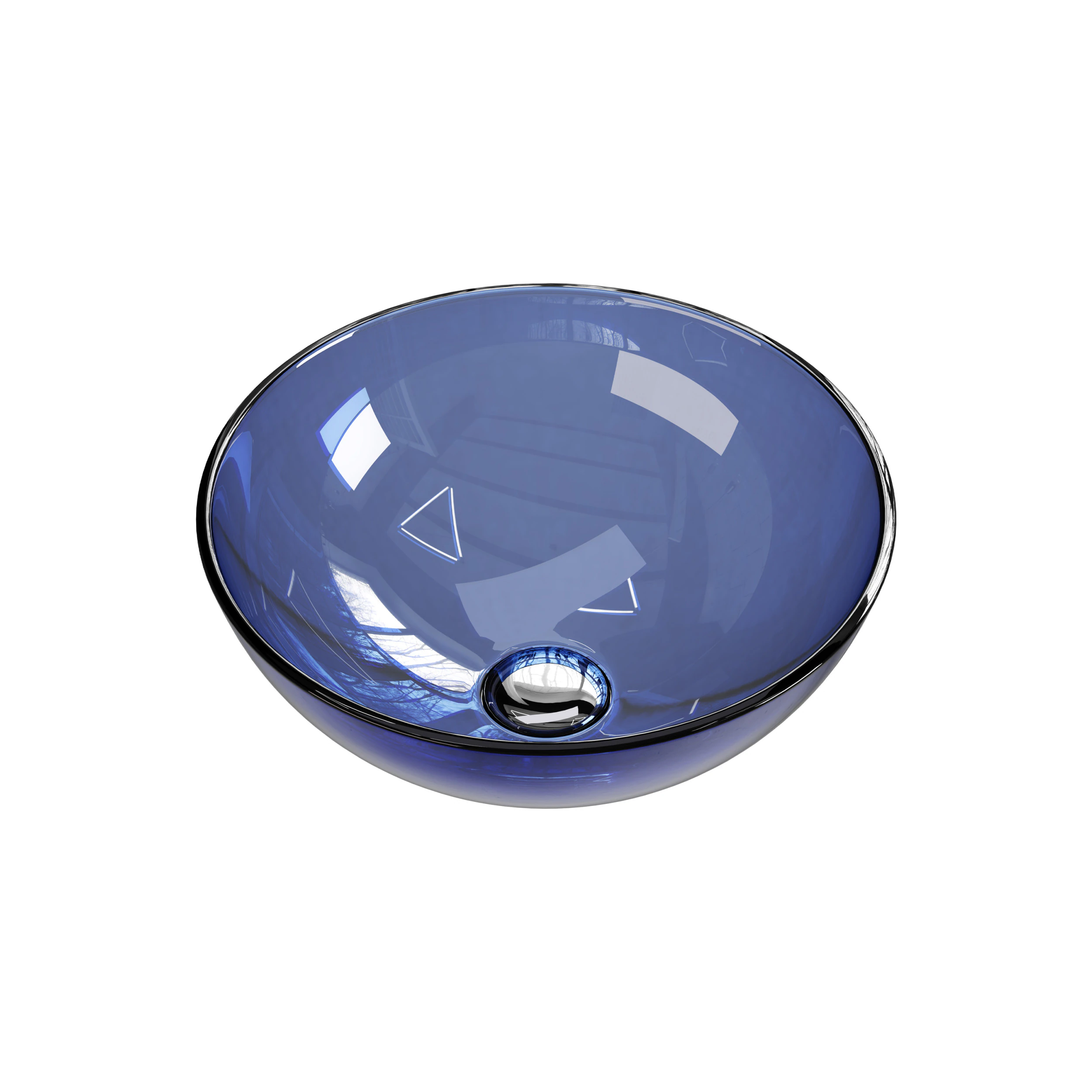 Blue Tempered Glass Vessel Sink 3D Model .c4d .max .obj .3ds .fbx .stl .blend 