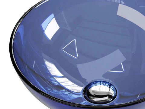 Blue Tempered Glass Vessel Sink 3D Model