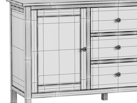 Chest of drawers 3 drawers and 2 doors Terek 3D Модель