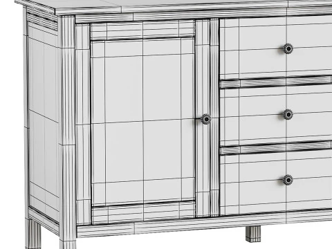 Chest of drawers 3 drawers and 2 doors Terek 3D Model